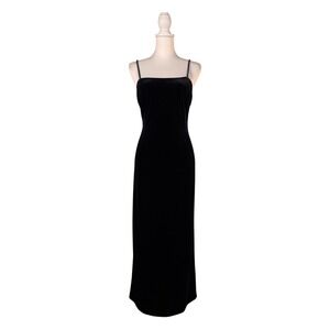 90s Black Velvet Midi Dress Women's 12 Sleeveless Sexy Goth Sirencore Sheath